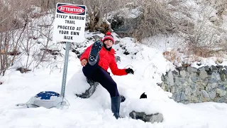 Winter Mountain Hiking - Winter Hiking Through Deep Snow