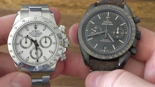 ROLEX DAYTONA VS. OMEGA SPEEDMASTER CHRONOGRAPH (Dark Side of the Moon Vintage Cermaic)