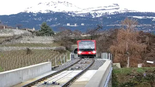 Neue Standseilbahn Sierre - Crans-Montana SMC Talfahrt 2022 nouveau funiculaire funicular Seilbahn