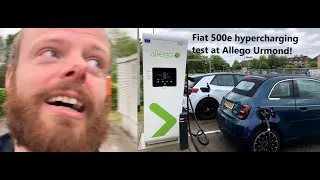 Fiat 500e fast charging at Allego Urmond hypercharger