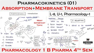 Pharmacokinetics (01) || Absorption + membrane transport || L-8, Unit-1 || pharmacology 4th semester