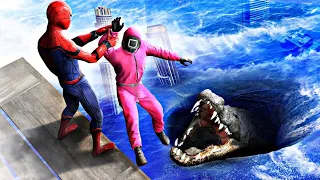 GTA 5 Squid Game Guard Falling off Highest Buildings - Episode 20 (Euphoria Ragdolls)