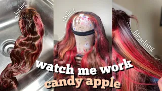 watch me work: candy apple inspired wig | color a wig with me - start to finish