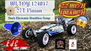 Wltoy 124017 V2 Speed Run 100KM/H,Stock Brushless Setup,27T Pinion Gear,3S Lipo #rc #rccar #speed