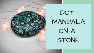 Dot art mandala painting on stone for beginners. Rock painting step by step tutorial.