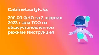 200.00 ФНО за 2 квартал 2023 г для ТОО на общеустановленном режиме Инструкция