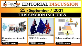 25 September 2021, Editorial Discussion and News Paper |Sumit Rewri| Hindu, Census, Employment