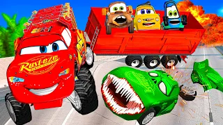 Lightning McQueen HERO and MATER vs ZOMBIE Pixar cars Zombie apocalypse in  BeamNG.drive