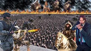 5,000,000 MORDOR ARMY TRAPS JOHN WICK'S ARMY IN THE TRENCHES - Epic Battle Simulator 2 - UEBS 2