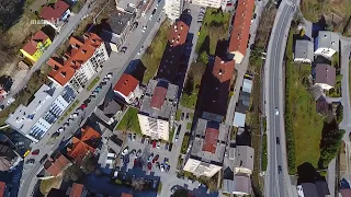 Trbovlje s ptičje perspektive, aerial video.