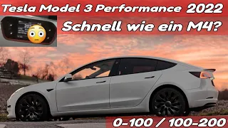 Tesla Model 3 Performance 2022 | 100-200 fast so schnell wie ein BMW M4?! 😳| E for Life