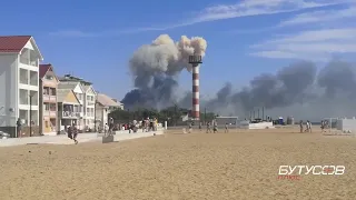 Повне відео вибухів на військовому аеродромі у тимчасово окупованому Криму в Новофедорівці