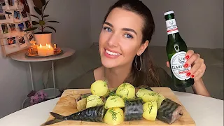 МУКБАНГЕРЫ ВЕРНЯЕВА СУДАКОВА || МУКБАНГ картошка скумбрия пиво potato fish beer || MUKBANG не асмр