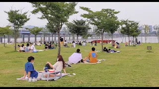 [4K] Walking tour Seoul, Korea, Yeouido Hangang Park, Yeouido Camping Site, 워킹투어, 여의도 한강공원, 여의도 캠핑장