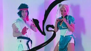 Street Fighter 2 Tribute - Chun Li and Ryu Fight - Cosplay Fun