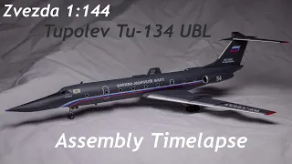 Zvezda 1/144 Tupolev Tu-134UBL / Russian Naval Airforces / Assembly timelapse / Zv7036