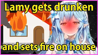 Yukihana Lamy gets drunken and sets fire on a house