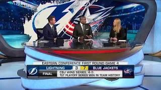 NHL Tonight:  Blue Jackets Sweep:  The Blue Jackets sweep the series vs the Lightning  Apr 16,  2019