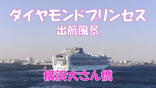 ダイヤモンドプリンセス出航風景　横浜大さん橋　2024.3.18　日本生まれの大型客船　総トン数：115,875トン　お見送りイベント　YOKOHAMA ROBINS