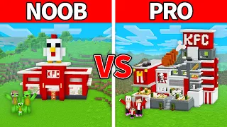 Mikey Family & JJ Family - NOOB vs PRO : KFC House Build Challenge in Minecraft!