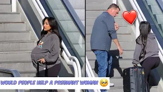 Would People Help a Pregnant Woman Walking Up The Stairs 🥺 - Social Experiment