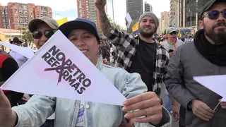 Protestas de la oposición colombiana contra el Gobierno de Petro y sus reformas