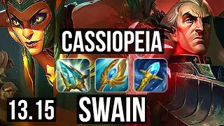 CASSIOPEIA vs SWAIN (MID) | Rank 2 Cassio, Legendary, 6 solo kills, 14/3/8 | EUW Challenger | 13.15