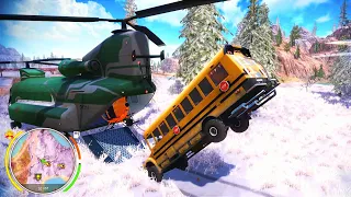 Chalky The School Bus Pulls Heli Out Of Chinook | Off The Road Unleashed Nintendo Switch Gameplay HD