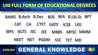 All Exam Full Form List | Full Form of all Educational Degree | Full Form of Education Full Form