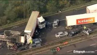 Aerial footage of scene of M5 crash