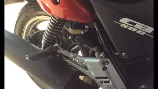 Honda CB500 Rear Brake Fluid Reservoir Access.