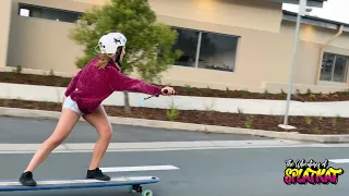 Skateboarding girl CRASH! Riding the altered electric Hamboards skateboard! and FAIL!
