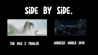 The Meg 2 Trailer vs Jurassic World 2015 | Side By Side Comparison