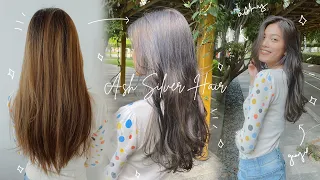 ASH GRAY/SILVER HAIR TRANSFORMATION 👩🏻‍🦳🤍