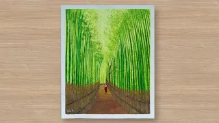 Bamboo Forest Acrylic painting | Daily Art Challenge #04 | Umar Hasan Arts.