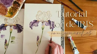 Flor de Iris 🌸 Tutorial paso a paso con ACUARELAS!