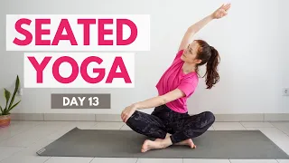 10 min SEATED MORNING YOGA STRETCH | Yoga without mat | 30 Day Morning Yoga Challenge | DAY 13