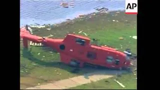 Levees and roads being repaired, aerials of flooding