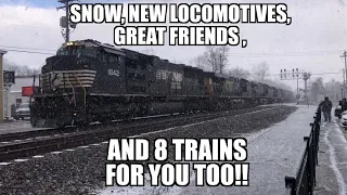 Snow, lots of new locomotives, great friends and 8 trains for you too!