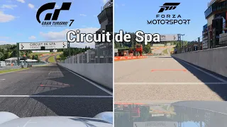 Gran Turismo 7 Vs FM 2023 Comparison of Circuit De Spa Francorchamps - Graphics & Replay