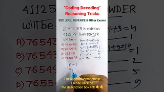 Coding Decoding | Coding Decoding Reasoning Tricks| Reasoning for SSC GD | #shorts