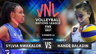 Sylvia Nwakalor vs Hande Baladin | Italy vs Turkey | VNL 2021 (HD)