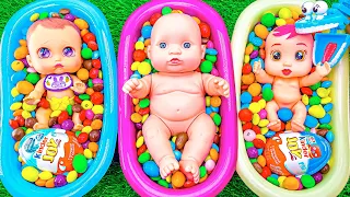 Very Satisfying Video l Mixing Rainbow Skittles Yummy Candy in Three Bathtub & Magic Slime ASMR