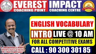 ENGLISH VOCABULARY INTRO | SSC CGL  TIER -1 2023 | B SREENIVASULU REDDY SIR