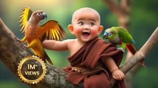 The little monk is very cut 🌿🌿🌾💗🌸| funniest animals video