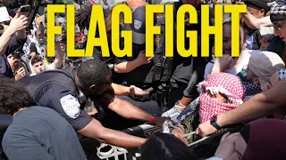 Some scuffles over a flag at GWU and a bike ride around the Mall.