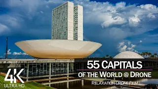 【4K】3 HOUR DRONE FILM: «55 Capitals of the World» 🔥🔥🔥 Ultra HD 🎵 Chillout (2160p Ambient UHD TV)