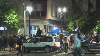 Protesters march into Portland's Pearl District