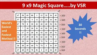 9 x 9 Magic Square in just 30 seconds! Aptitude and Reasoning ... Vedic Maths by VSR