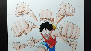 how to draw Luffy Gomu Gomu no Gatling